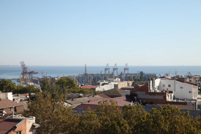 Вид с террасы на Одесский порт