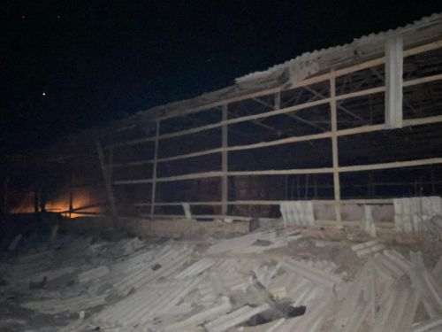 Знищене атакою Росії зерносховище в селі Жадове, Семенівська громада Чернігівська область