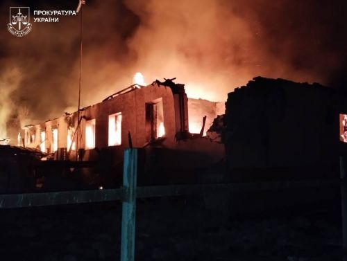 Масована атака російських БпЛА в селі Берестовенька Харківської області