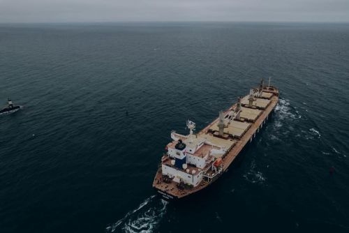 Судно із зерном в акваторії Чорного моря в Україні