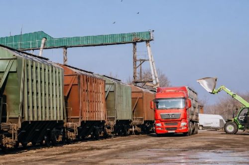 Відвантаження зерна у вагони та вантажівки