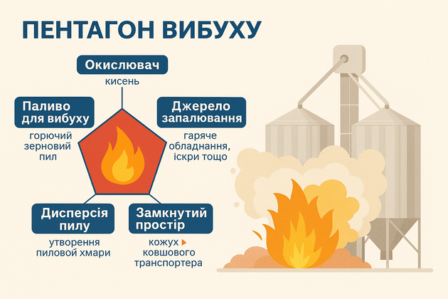 П'ять несприятливих обставин, які можуть викликати вибух зернового пилу