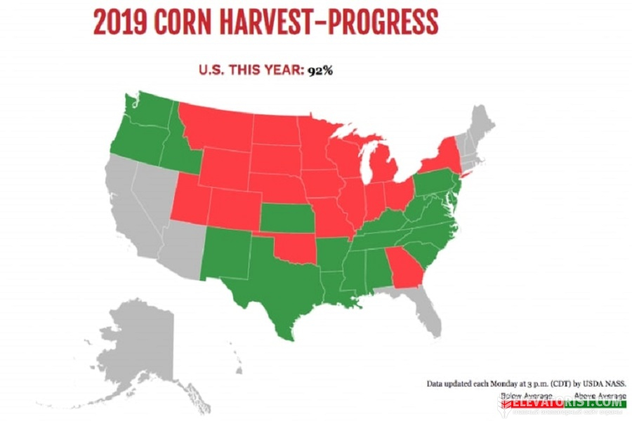 Погодные условия в США затрудняют завершение уборки кукурузы.